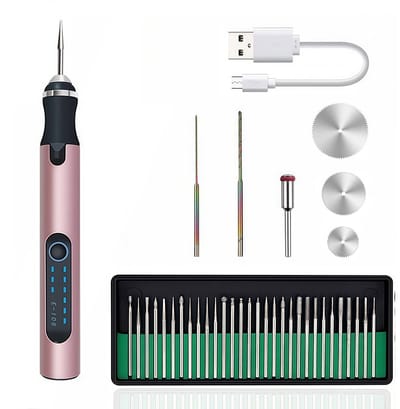 Graveerpen - Graveermachine - Elektrische graveerpen - Graveerset -Dremel - Draadloze graveerpen - Draadloze graveerpenset - DIY - USB-oplaadbare pen - Voor metaal - Voor hout - Voor glas - Voor kunststof - Beginnersvriendelijk - Cadeau - Roze