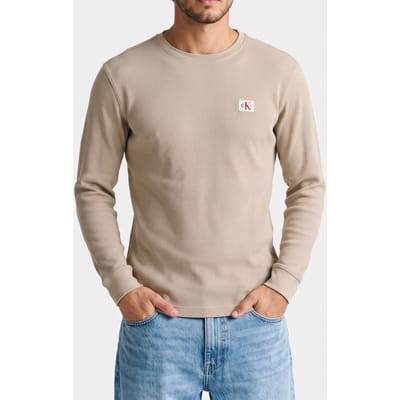 Calvin Klein Long Sleeve Waffle Badge T-shirt Plaza Taupe Taglia: M | Maglie a manica lunga Outlet | Uomo | Nero