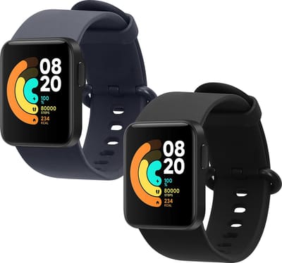 kwmobile 2x horlogebandjes geschikt voor Xiaomi Mi Watch Lite / Redmi Watch bandje - Smartwatch bandjes van TPU - Activity tracker horloge band in zwart / donkerblauw
