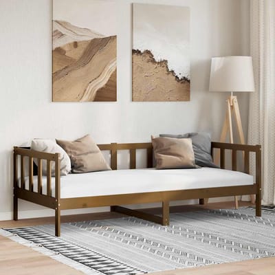 vidaXL - Bedbank - massief - grenenhout - honingbruin - 90x200 - cm