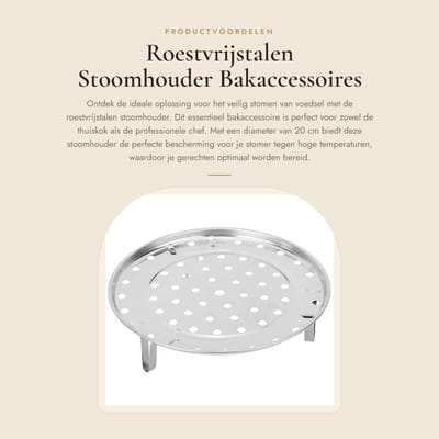 Dailygoods- Stoomhouder Roestvrij Staal - Afneembare V-vormige Standaard - Duurzaam - Hoge Temperatuur Bescherming - Glad Oppervlak - 20 cm - Stoomkookaccessoire