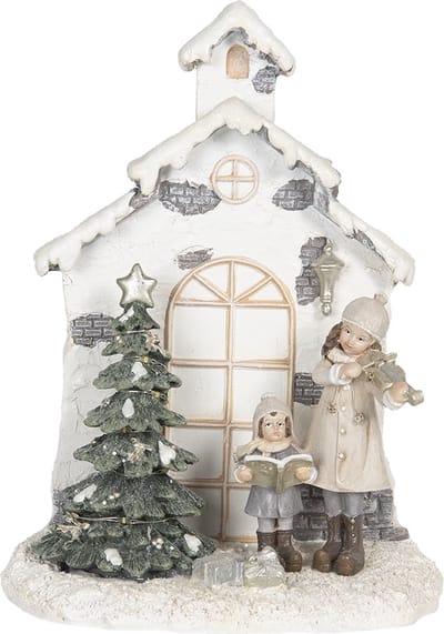 Clayre & Eef Kerstdecoratie Beeld 16*9*21 cm Meerkleurig Polyresin Decoratief Figuur Decoratieve Accessoires