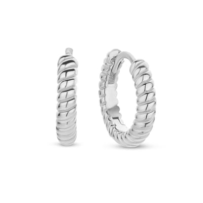 New Bling 9NB-0768 Zilveren Oorringen - Dames - Bewerkt - 14 x 2,5 mm - Rhodium - Zilver