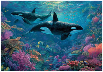 WALLARENA - Behang 150x105 cm + Fotobehang - Vliesbehang - Oceaan motif - Voor Kinderen - Op de Flizelin - Blauw