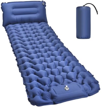 Isolatiemat luchtmatras 10 cm - opblaasbare slaapmat met voetpomp - Ultralicht 850g - voor kamperen, wandelen, strand - Blauw