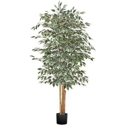 VEVOR Kunst Ficusboom, 1,8 m met zwarte pot, Kunst Ficusplant met natuurlijke houten stam en realistische groene bladeren, Zijden boom voor gebruik binnenshuis, voor thuis, kantoor, woonkamer