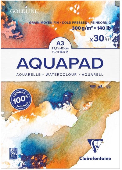 Clairefontaine Goldline Aquapad – A3 – 30 Vellen – 300 g – Aquarelpapier