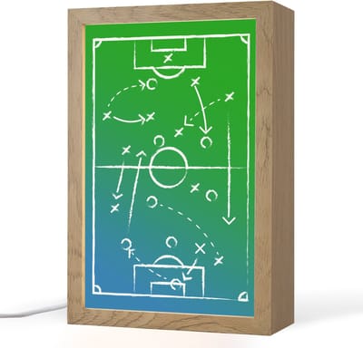 Nachtlampje 20x30 cm - Kinder lampje - Voetbal - Tactiek - Spel - Groen - Blauw - Tafellamp kinderkamer - Slaapkamer lamp - Bedlamp kinderen - Kinderlampje stopcontact - Wandlamp babykamer - Nachtlampjes