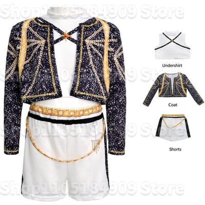 Rumi Cosplay K-Pop Krijger Kostuum Set Ster Meisjes Groep Kinderen Rollenspel Kleding Kerst Carnaval Halloween Kostuum Pak 120 gray