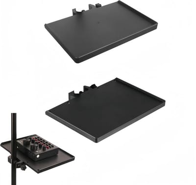 Dienblad met klembevestiging, microfoonhouder, audiokaarttablet, multifunctionele standaard voor directe overdracht, accessoires, multifunctioneel rek van kunststof (zwart)