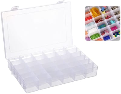 Dailygoods - Opbergdoos met 36 Rasters - Verstelbare Vakken - Transparant - Opbergdoos voor Sieraden - Herbruikbaar Plastic - Geschikt voor Dames