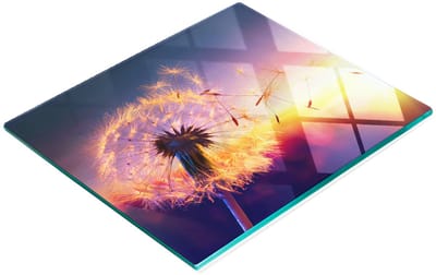 Decoratieve glazen snijplank met paardenbloemmotief, 60x52 cm