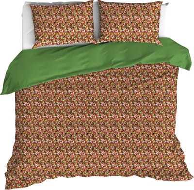 De Witte Lietaer Dekbedovertrek Flowerpower, Green Bee - 200 x 200/220 - Katoen Percal