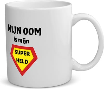 Akyol - mijn oom is mijn superheld koffiemok - theemok - Oom - super oom - verjaardag - cadeautje voor oom - oom artikelen - kado - geschenk - 350 ML inhoud