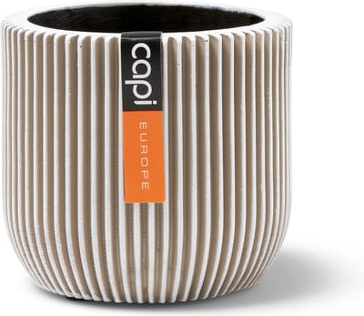 Capi Europe - Bloempot bol Groove Anthracite & Ivory - 17x15 - Ivoor - Opening Ø15 - Bloempot voor binnen - 5 jaar garantie - BGVI133