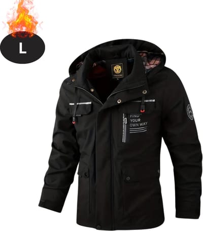 Bovista Windjas Voor Heren - Windjack - Waterdicht - Jas Met Capuchon - Outdoorjas - Volwassen - Zwart - Maat L