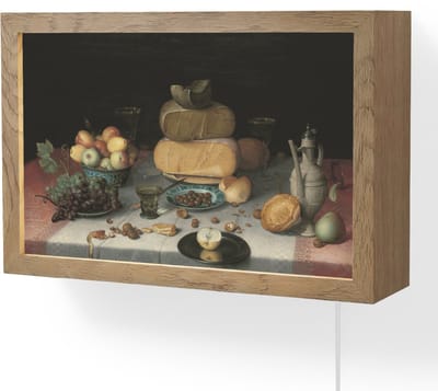 Wandlamp 30x20 cm - Oplaadbaar - Stilleven met kazen - Kunstwerk - Oude meesters - Wandlampen binnen woonkamer - Slaapkamer lamp met kabel - Decoratieve nachtlamp - Vloerlamp snoer