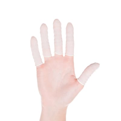 Nitril Vingercondooms, 100 stuks, glad, gerold, elastisch, poedervrij, allergievriendelijk, bedekt slechts één vinger tegelijk, zeer goede tastgevoeligheid