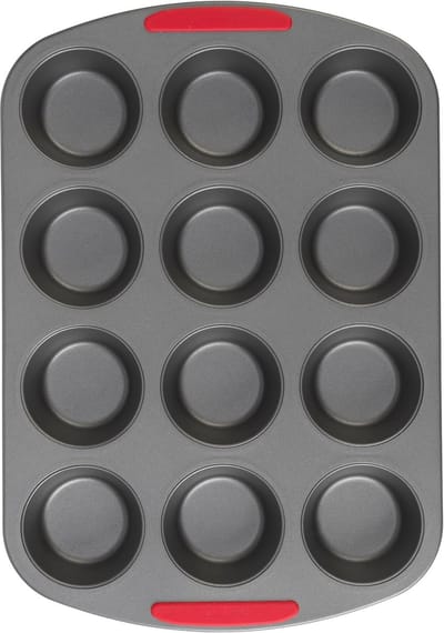 12-Cup Antiaanbak Muffinvorm met Siliconen Handgrepen voor Cupcakes