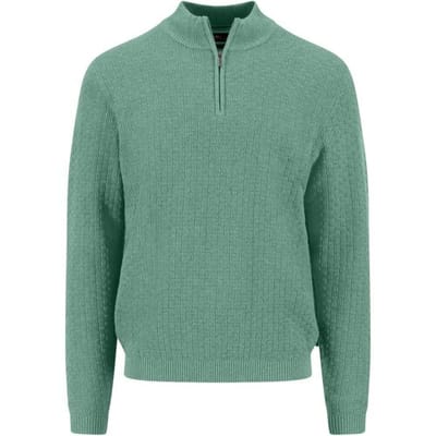 Fynch-Hatton Trui Troyer Zip Small Triple Stripe Squares Fern / male
