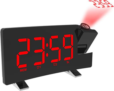 Digitale Wekker met Projectie en FM-radio met USB-oplaadpoort