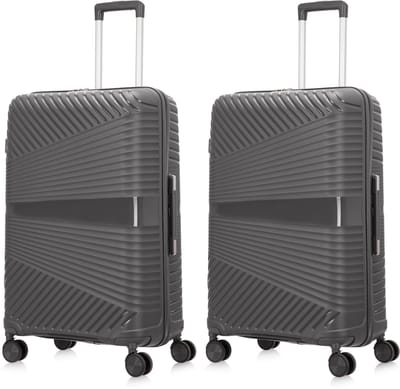 Mallorca Reiskofferset 2-delig - 2 x 93 liter - Ruimbagage - Donker grijs - Met Ingebouwd TSA Slot - Voor Vliegtuig en Lange Vakanties