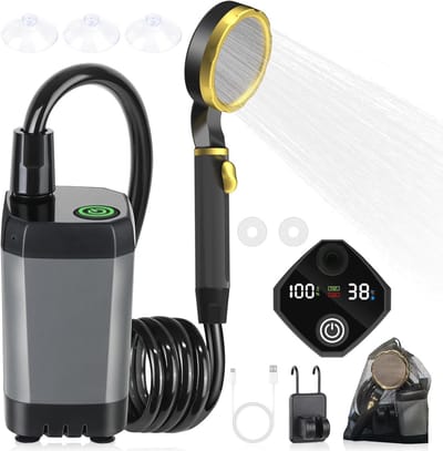 Draagbare Campingdouche 7800 mAh Elektrische Buitendouche met Digitaal LED Display