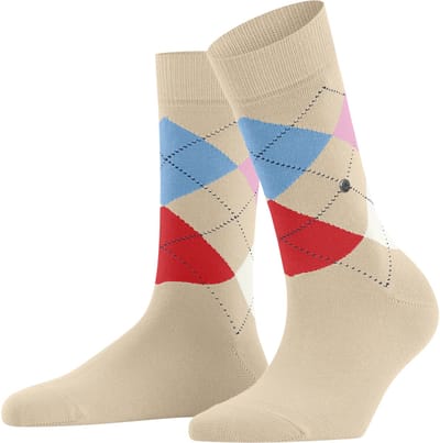 Burlington Queen gedessineerd katoen sokken dames beige - maat 36-41