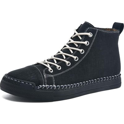 Grote Maten Herfst en Winter High-Top Herenschoenen Ademende Mode Schoenen Alles-Combineerbare Trendy Boardschoenen Britse Stijl Tooling 48 zwart