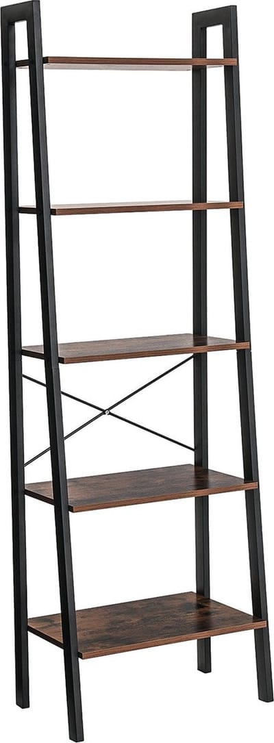 Staand rek - Decoratie plank - Boekenkast - Boekenplank - Woonkamerkast - Woonkamer meubel - Vintage Bruin / Zwart