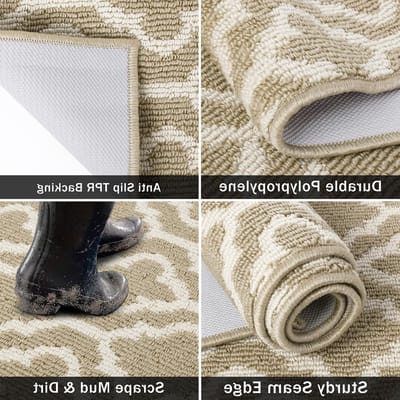 OmGoods - Dailygoody - Tapijtloper - Antislip - Beige - Wasbaar - Kersttapijt - Perfect voor entree en gang