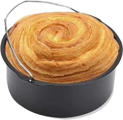 Ronde Cakevorm voor Airfryer 18 cm - Carbon Staal Antiaanbak Laag met Handvat