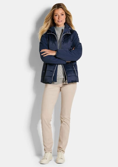 Gewatteerd jack met mouwen van softshell - marine - Gr. 19 van Goldner Fashion