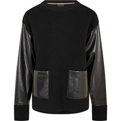 Boss Fanalian-sweatshirt van kunstleer voor dames (Zwart)
