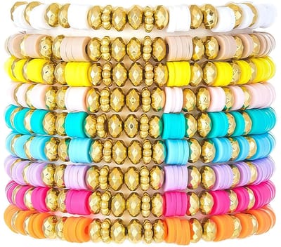Dailygoods- Armbandenset 9-delig - Boho Vriendschapsarmbanden - Kleurrijke Stapelbare Armbanden - Duurzaam Materiaal - Elastisch en Comfortabel
