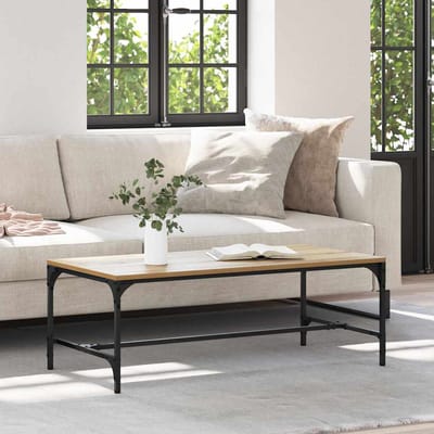 vidaXL - Salontafel - Artisan - Eiken - 100 - x - 50 - x - 35 - cm - Bewerkt - hout