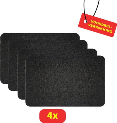 Hydro Wonder Antislip Badmat - Zwart - Anti Schimmel & Huidsvriendelijk - 4 stuks Voordeelverpakking