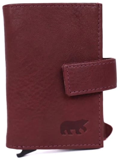 Bear Design Elsie Leren Creditcardhouder / Pasjeshouder / Portemonnee - Bordeaux Rood