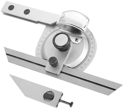 Dailygoods- Gradenboog 360 Graden Hoogwaardig Koolstofstaal - Hoekmeter - Goniometer - Meetliniaal - Vergrootglas - Slijtvast en Duurzaam