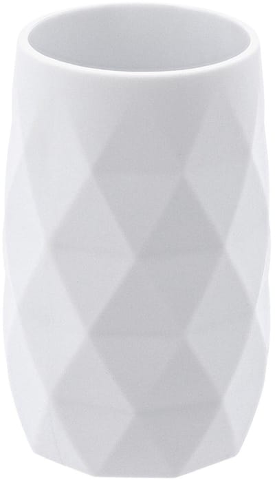 Tendance Badkamer Tandenborstelbeker Diamond - wit - kunststof - 6 x 12 cm