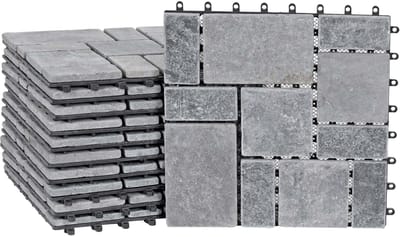 Stenen tegel MCW-K70, vloertegel insteektegel balkon/terras natuursteen, 11x 30x30cm = 1m² ~ donkergrijs