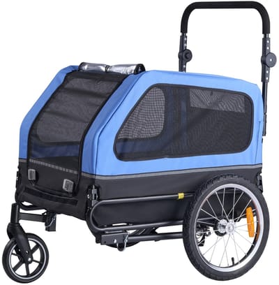 HOB Fietskar Buggy - 2-in-1 - Huisdier Fietskar - Hondenfietskar - Huisdier buggy - Honden Buggy - Multifunctioneel - Fietskar Hond