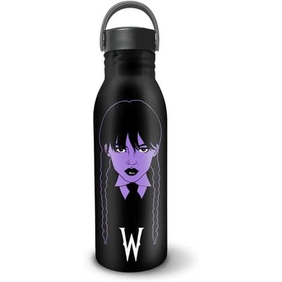 Karactermania - Wednesday - Drinkfles - Waterfles - Drinkbus - Bidon - Zwart - Paars