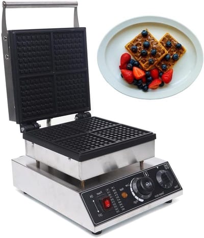 Wafelijzer - Wafelmaker - Lekkere Wafels Bakken - Precisie Temperatuur Controle - 4 Wafels Tegelijk - Zilverkleurig