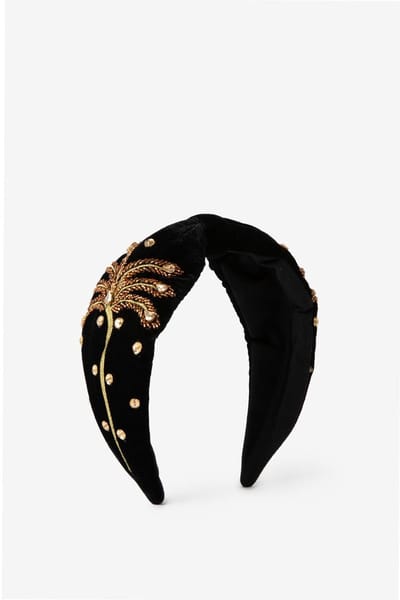 Sissy-Boy - Zwarte velvet haarband met palmboom