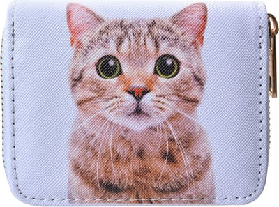 Clayre & Eef Portemonnee 11x9 cm Wit Kunststof Kat