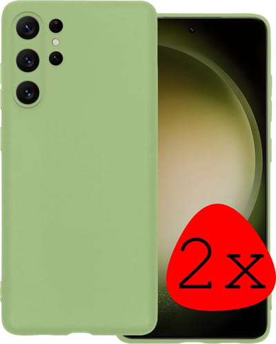 Hoesje 2 Stuks - Geschikt voor Samsung Galaxy S23 Ultra - Sterk & Shockproof - Case Siliconen - Back Cover - Telefoon Hoes - Groen