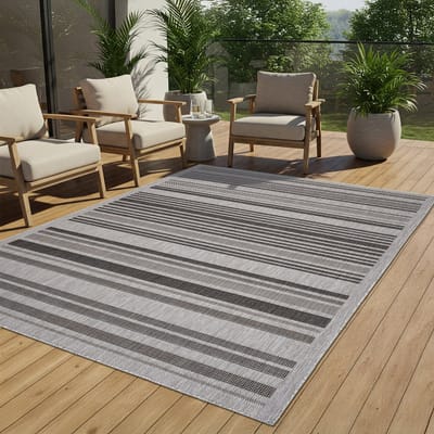 Tapiso Melissa Buitenkleed Buitentapijt Grijs Vloerkleed Binnen Buiten Kleed Tapijt Maat- 60x100