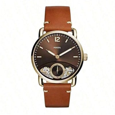 Montre homme à quartz pour le quotidien, cadran, bracelet en cuir, design ajouré, élégante polyvalente business Parfait surtout Noël Halloween. ME1166 marron