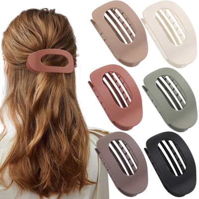 MTTproducts- Haarklemmen Set van 6 - Platte Klauwklemmen - Ronde Haarspelden - Sterke Grip - Hoogwaardige Kunststof - Duurzaam en Comfortabel